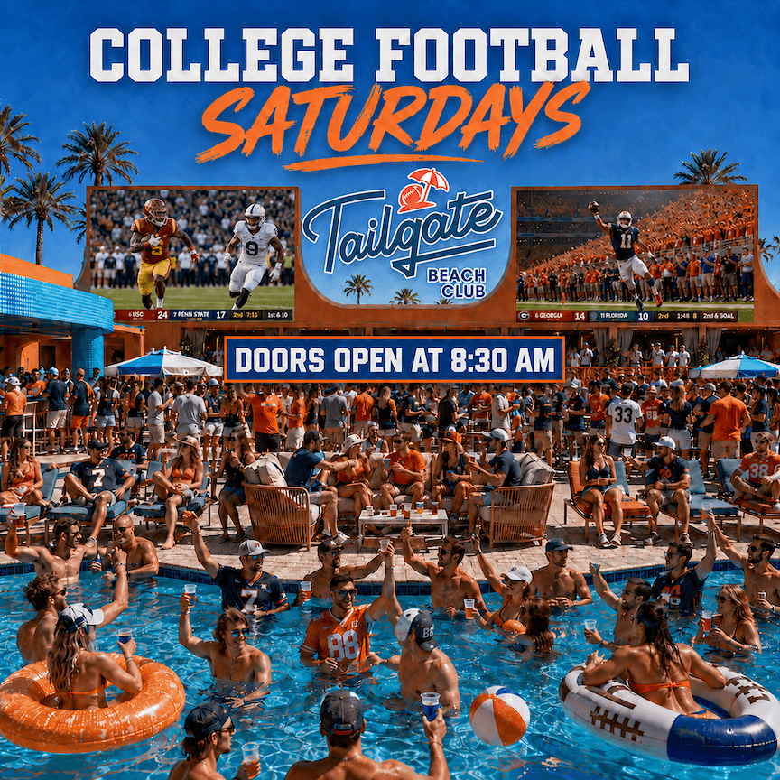 COLLEGE FOOTBALL SATURDAY AT TAILGATE BEACH CLUB flyer